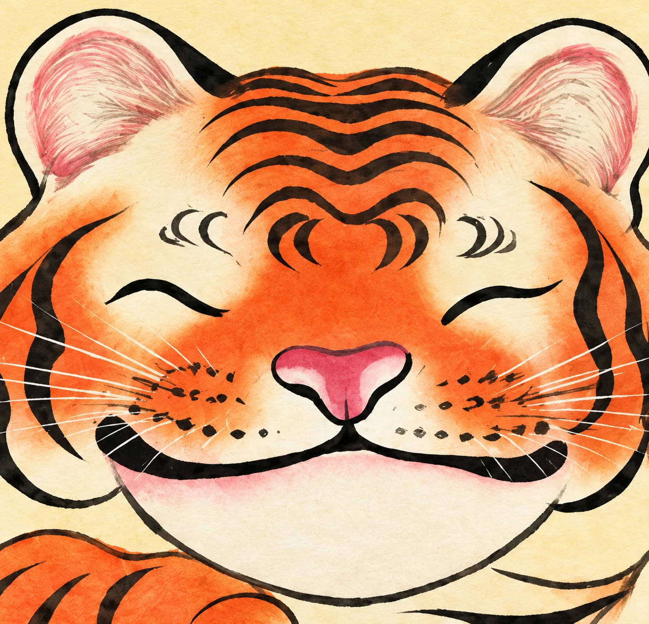 Beckoning Tiger with Gold Ingot | Round Fan Chinese Painting tiger painting view 6