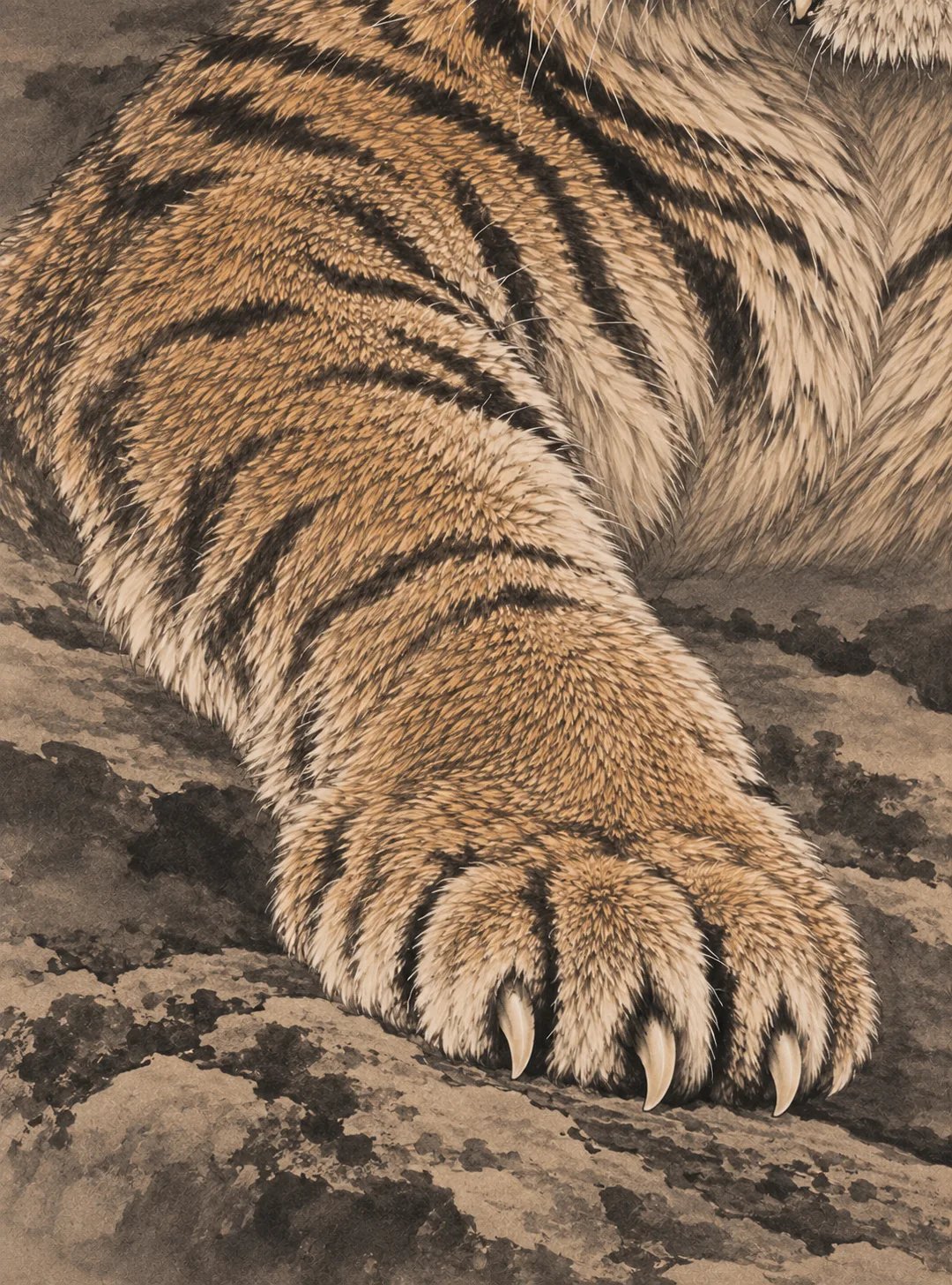 Fierce Tiger Roars in the Forest | Chinese Brush Tiger Portrait tiger painting view 8