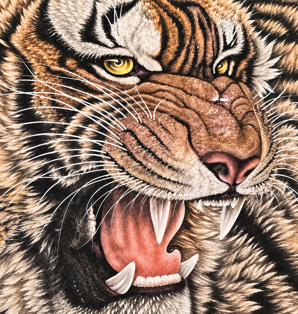 Fierce Tiger, Wind of Power | Roaring Tiger Portrait tiger painting view 7