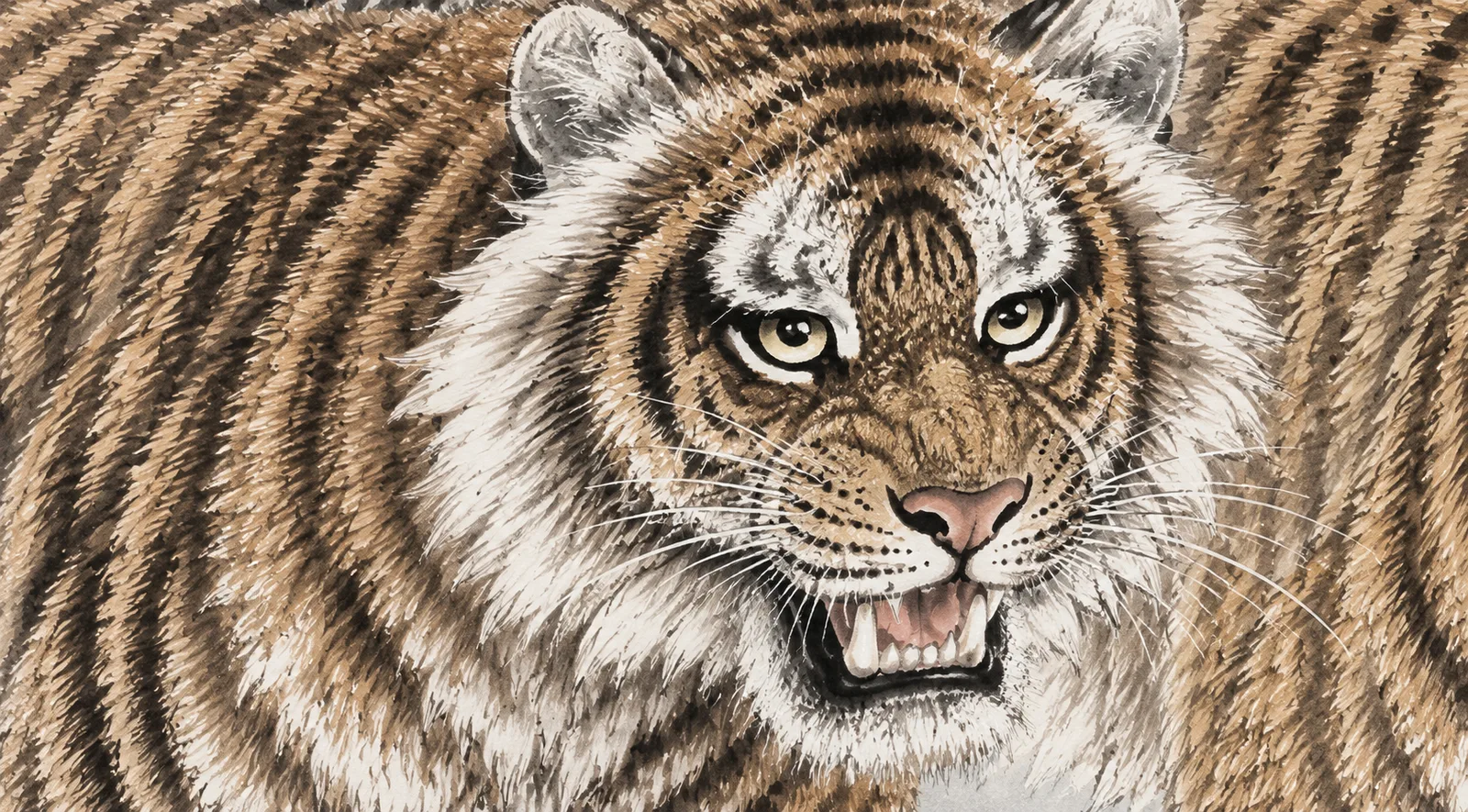 Five Tigers, Five Blessings | Chinese Snow Painting tiger painting view 7