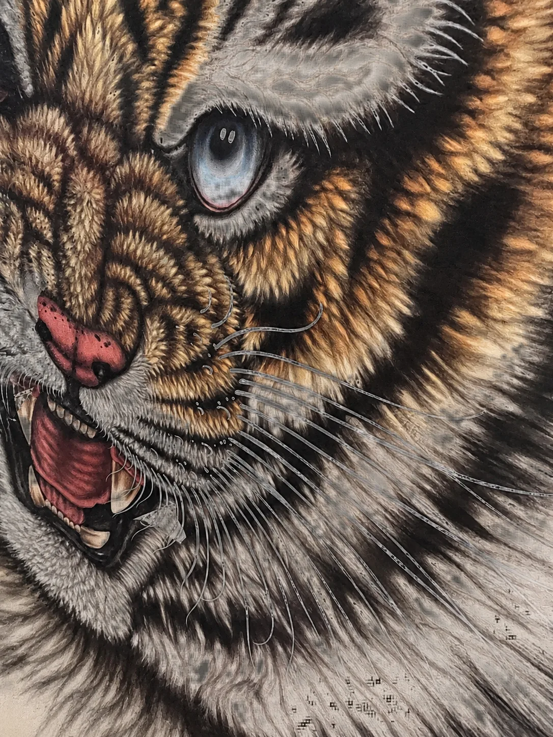 Golden Tiger in the Dark | Chinese Gongbi Roaring Tiger tiger painting view 11