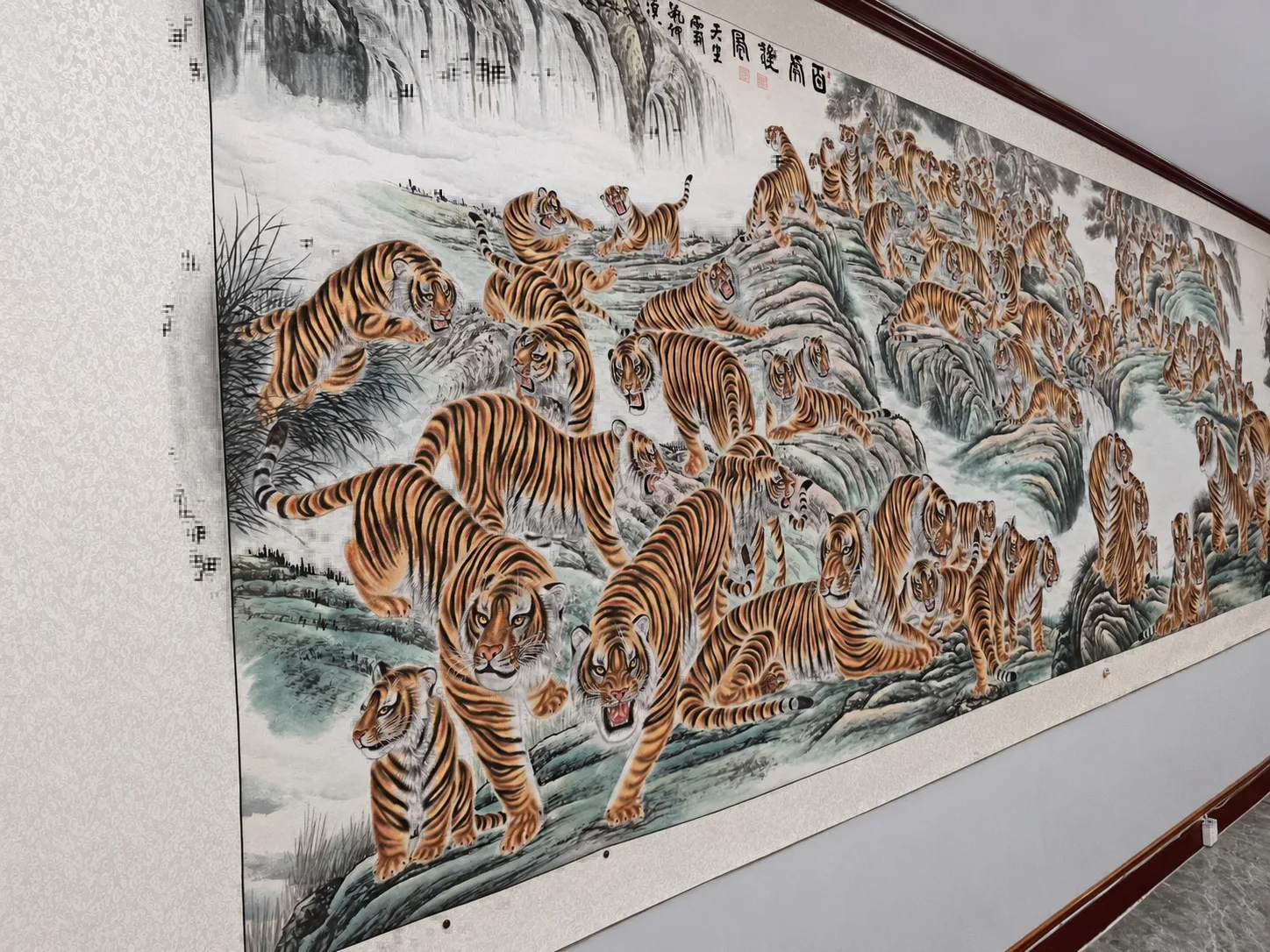 Hundred Tigers Scroll | Long Chinese Tiger Landscape tiger painting view 6