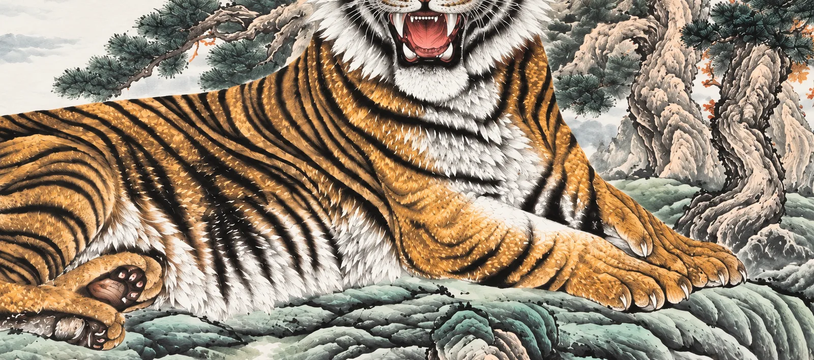 Noble Spirit, Banner Format | Chinese Tiger Landscape tiger painting view 8