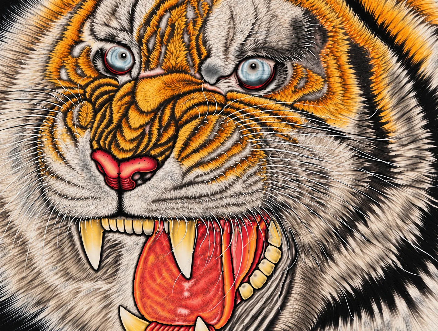 Roar of Divine Might | Front-Facing Tiger Head tiger painting view 7