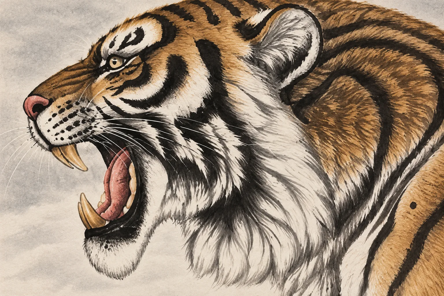 Roaring Snowfield Tiger | Winter Chinese Painting tiger painting view 3
