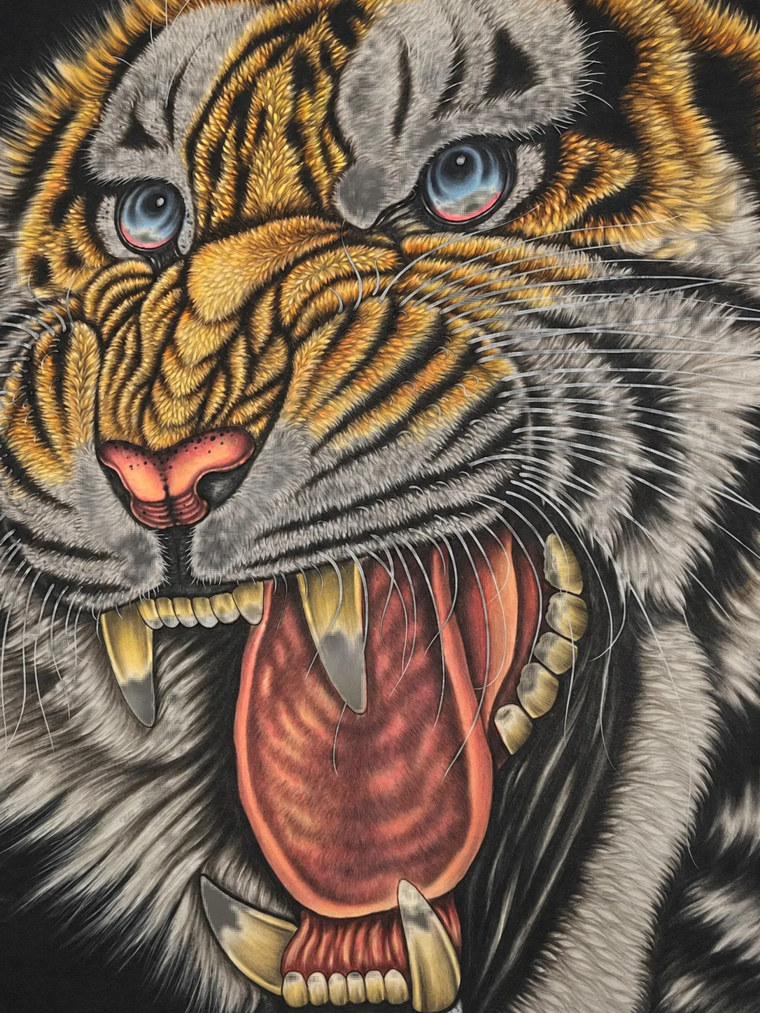 Roaring Tiger | Bold Ink and Colour Tiger Portrait tiger painting view 5