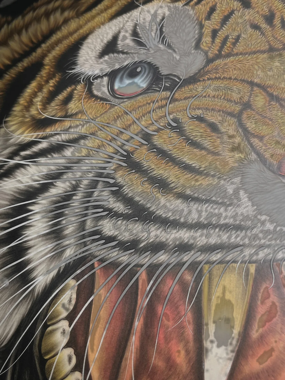 Roaring Tiger on Black | Chinese Ink Tiger Painting tiger painting view 5