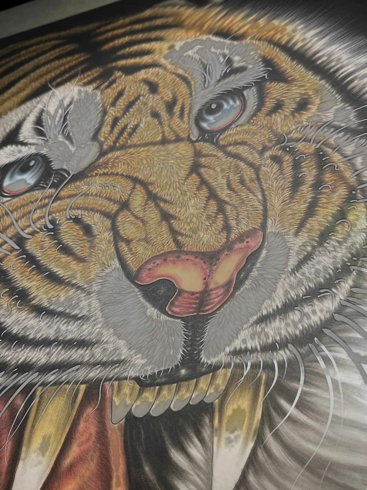 Roaring Tiger on Black | Chinese Ink Tiger Painting tiger painting view 6