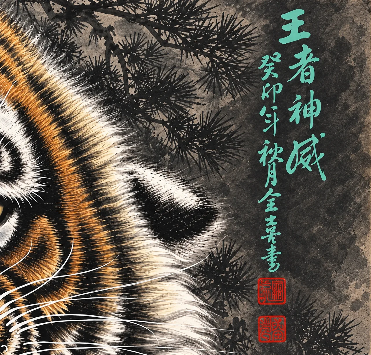 The King's Divine Might | Front-Facing Roaring Tiger tiger painting view 9