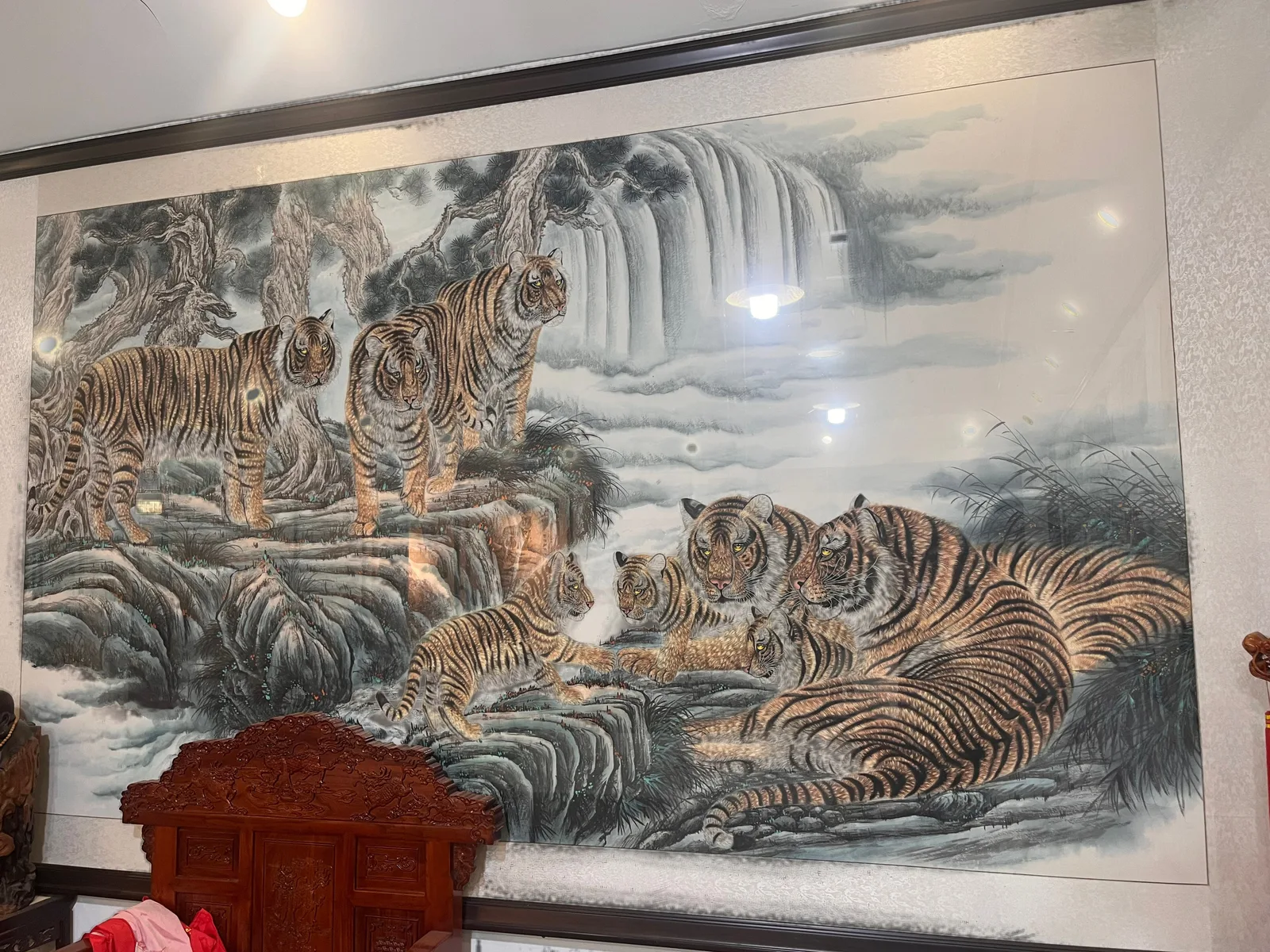 Tiger Family in the Cloud Mountains | Mountain Tiger Scroll tiger painting view 7