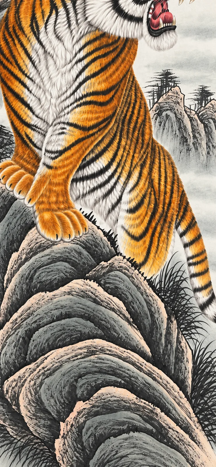 Tiger Guardian of Heaven and Earth | Waterfall Mountain Tiger Painting tiger painting view 8