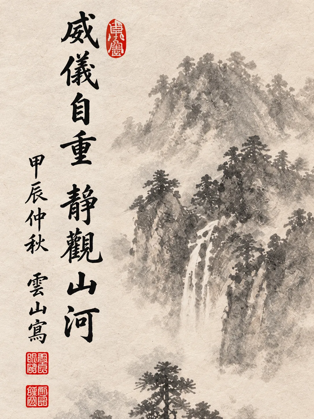 Tiger in Quiet Contemplation | Misty Mountain Chinese Painting tiger painting view 8