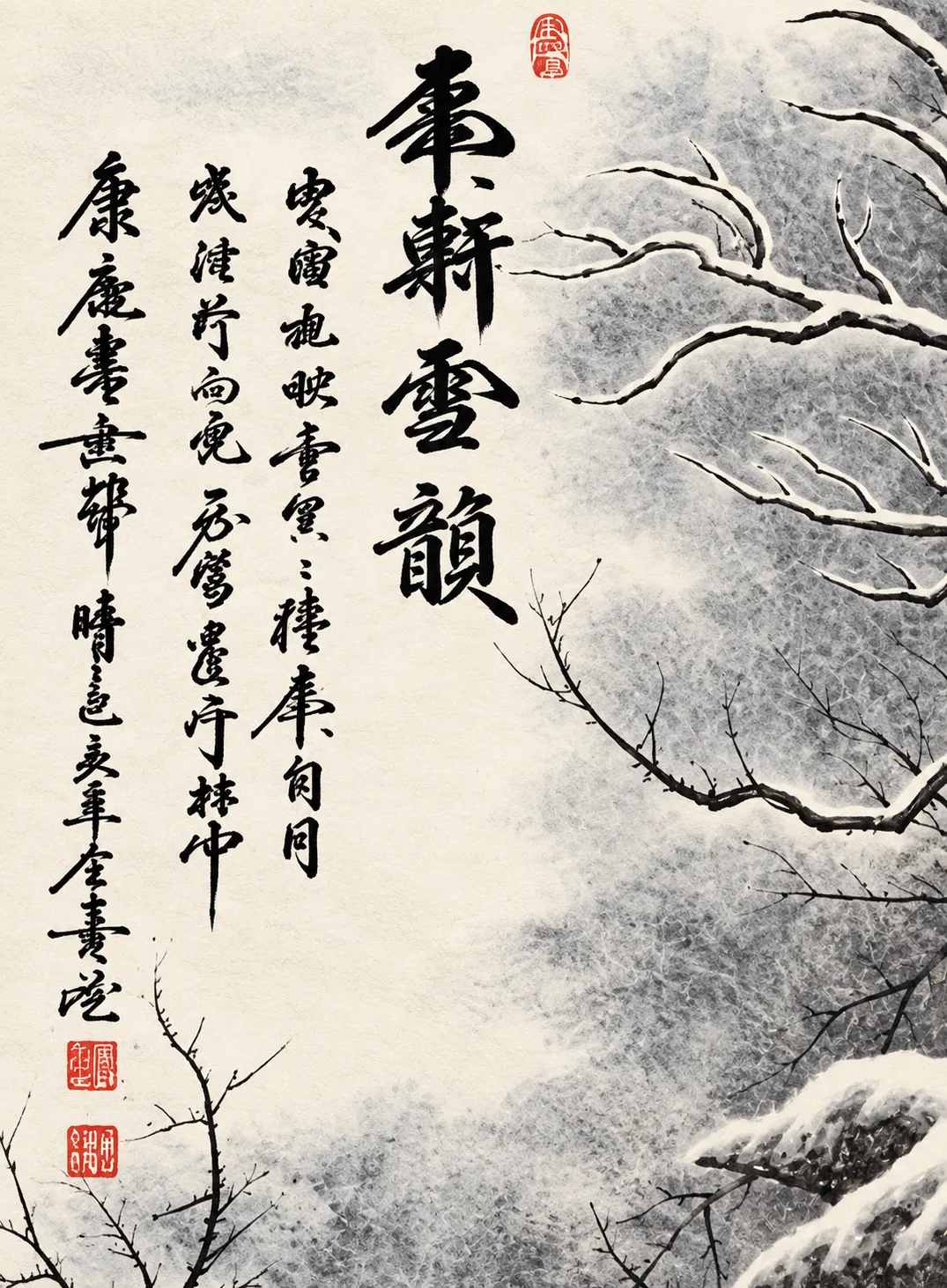 Tiger in the Snowy Wood | Chinese Winter Painting tiger painting view 9