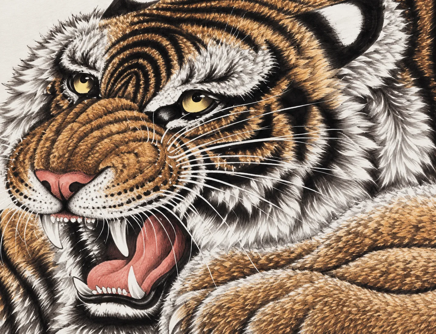 Tiger Leaping over the Snow Lands | Wide Winter Tiger Panorama tiger painting view 4