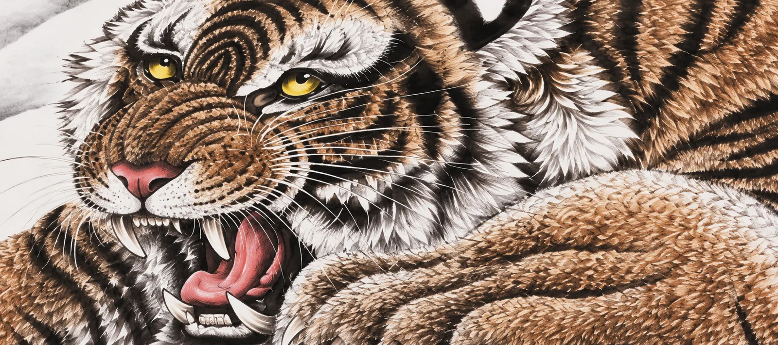 Tiger Leaping through Snow | Chinese Winter Painting tiger painting view 7