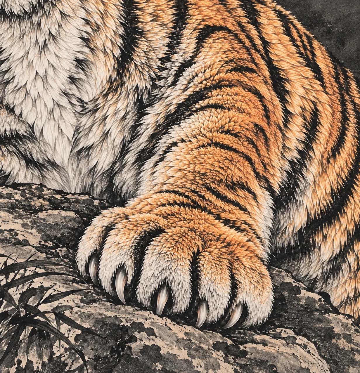 Tiger Raises the Wind | Over-the-Shoulder Roaring Tiger tiger painting view 8