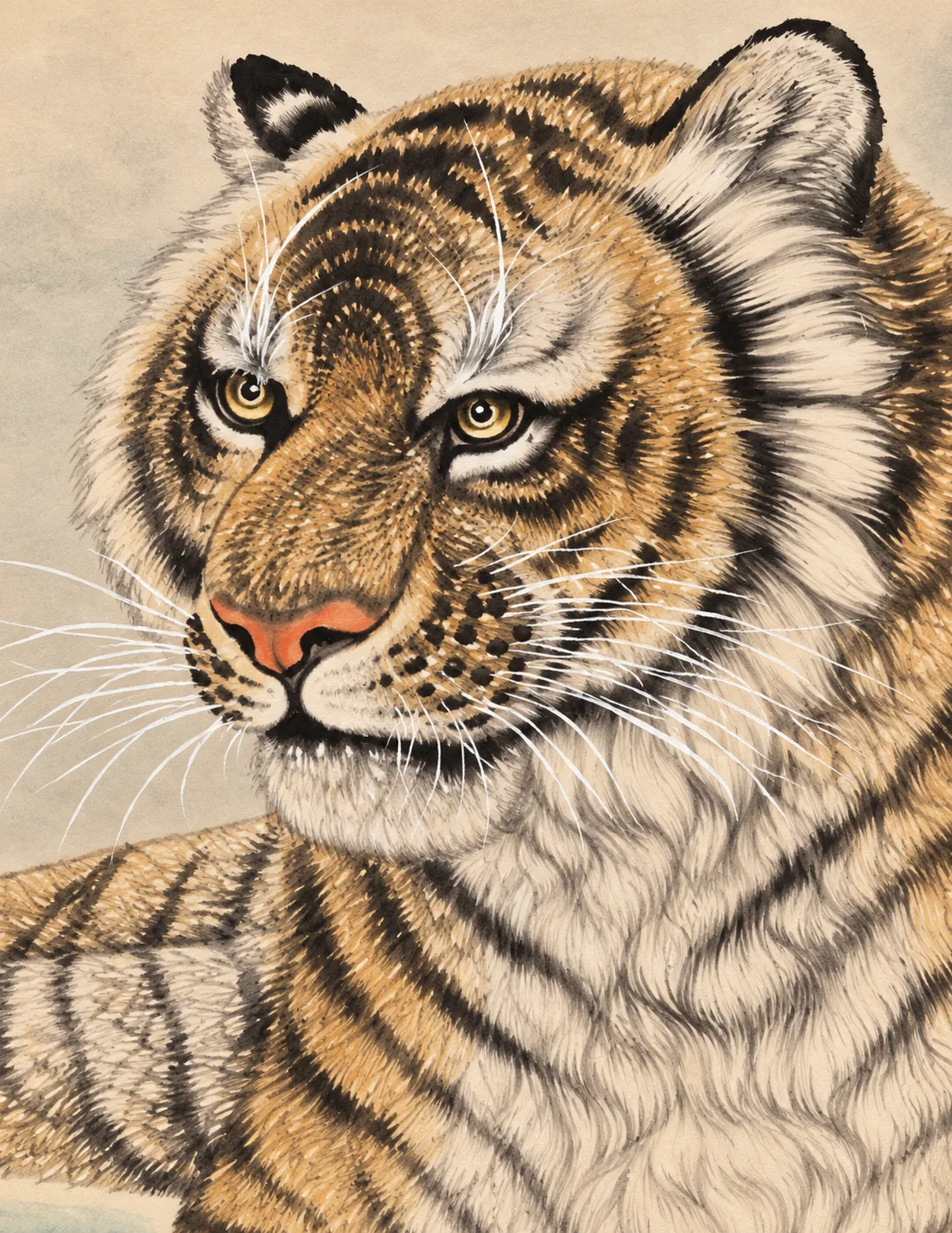 Tiger Resting on Blessed Ground | Moonlit Cliff Tiger Painting tiger painting view 7