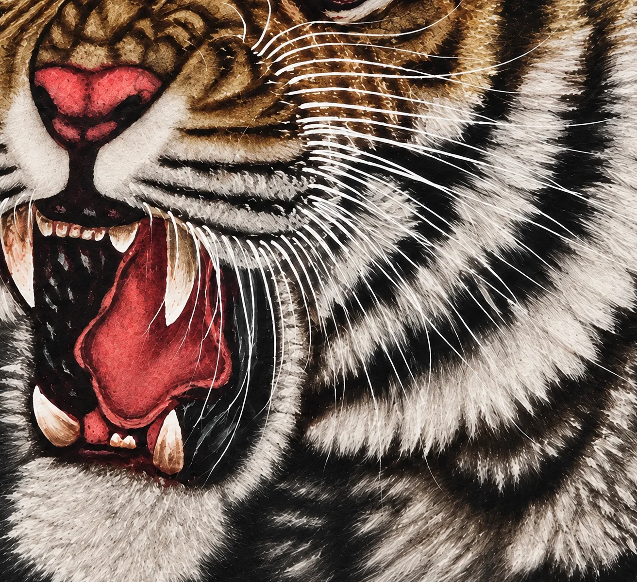 Tiger Roaring at Midnight | Gold-on-Black Chinese Painting tiger painting view 8