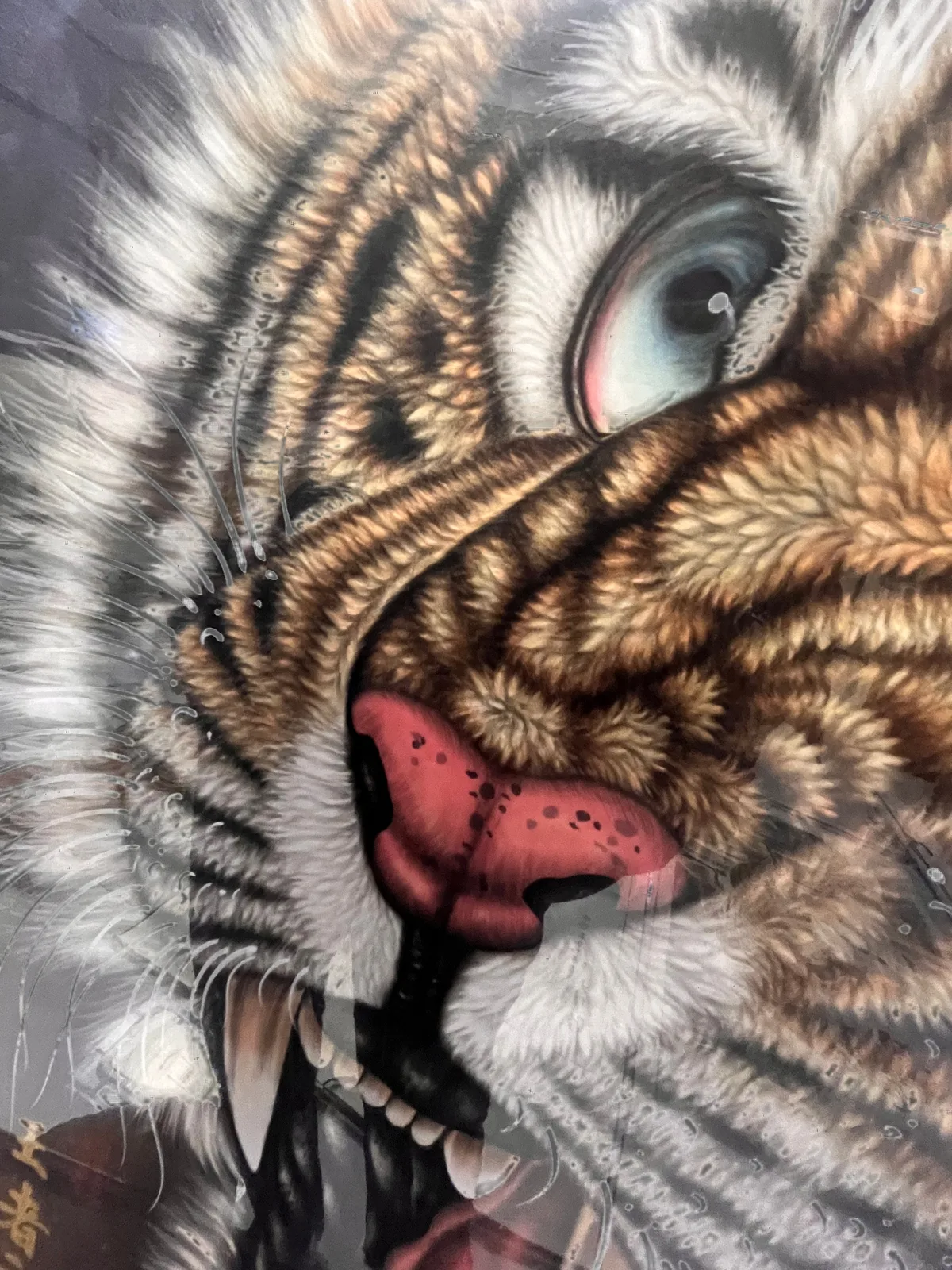 Tiger Roaring at Midnight | Gold-on-Black Chinese Painting tiger painting view 12