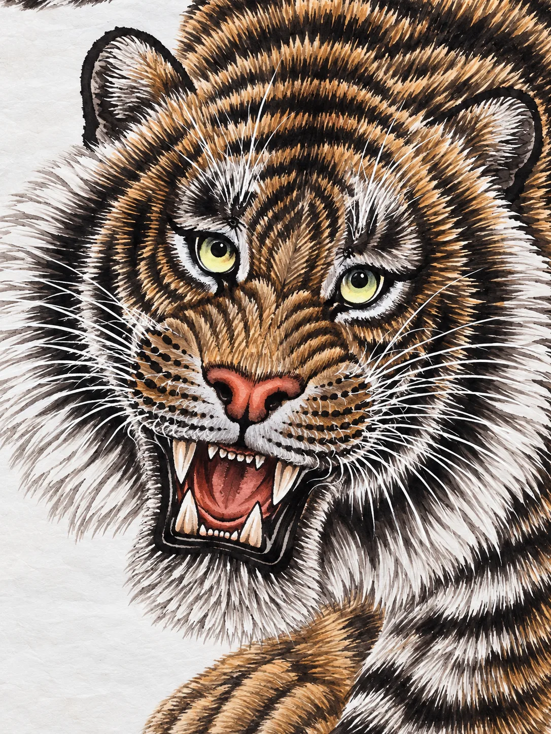Tiger Roaring in the Stream Mountains | Chinese Gongbi Painting tiger painting view 7