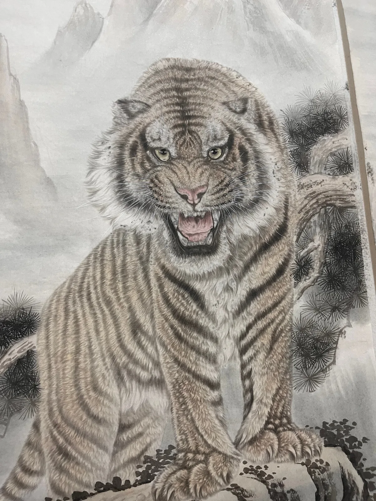 Tiger Roars in Profile | Ink-Wash Tiger Head tiger painting view 10