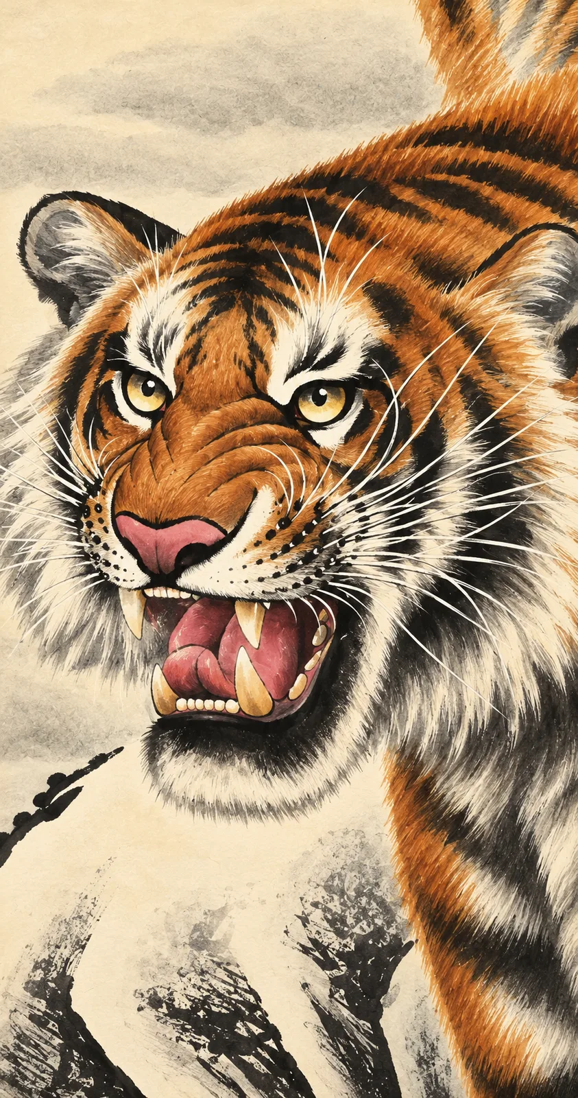 Tiger That Swallows the Rivers | Chinese Mountain Painting tiger painting view 7