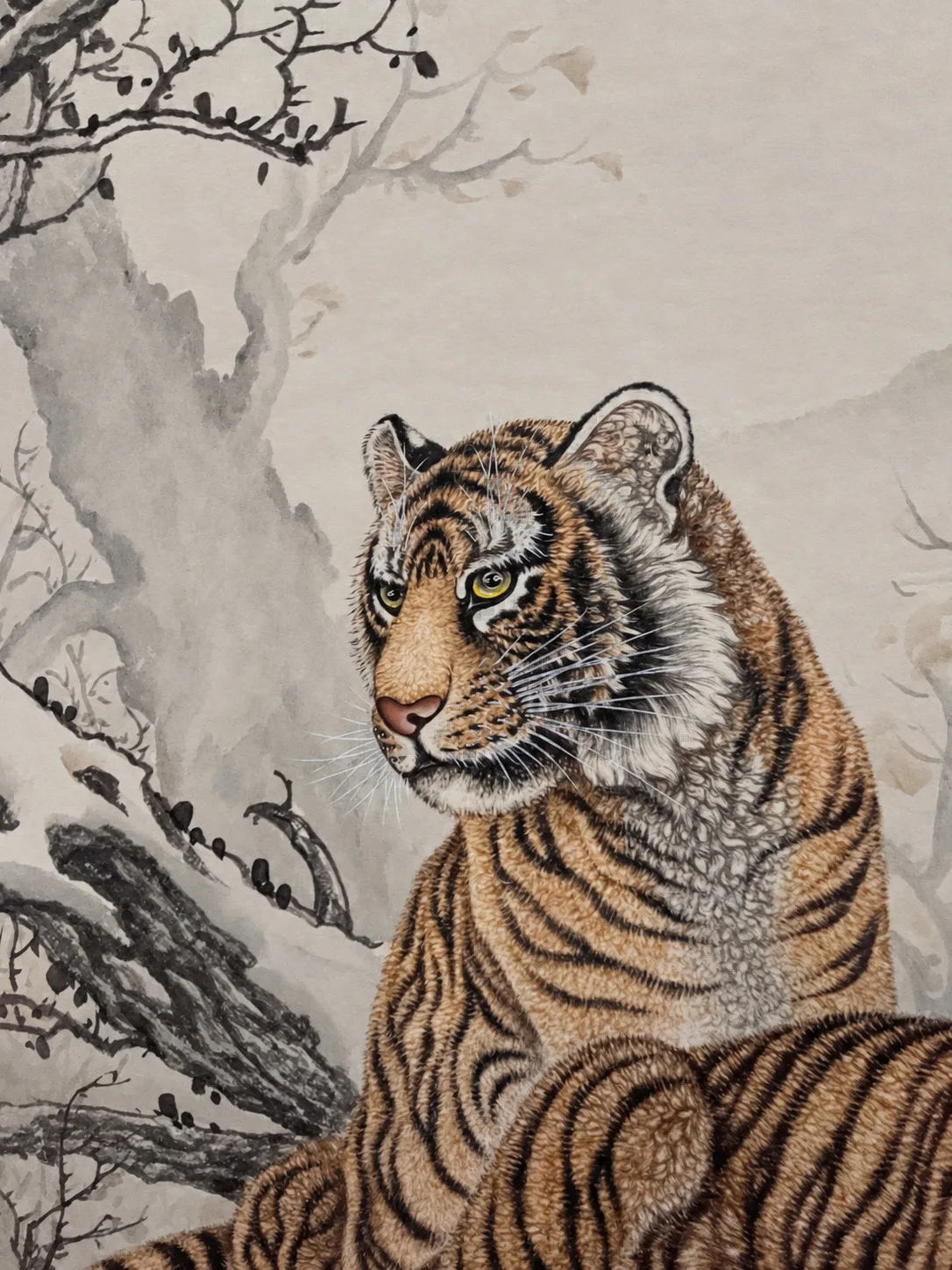 Tigers in the Snowy Woods | Winter Mountain Tiger Duo tiger painting view 5