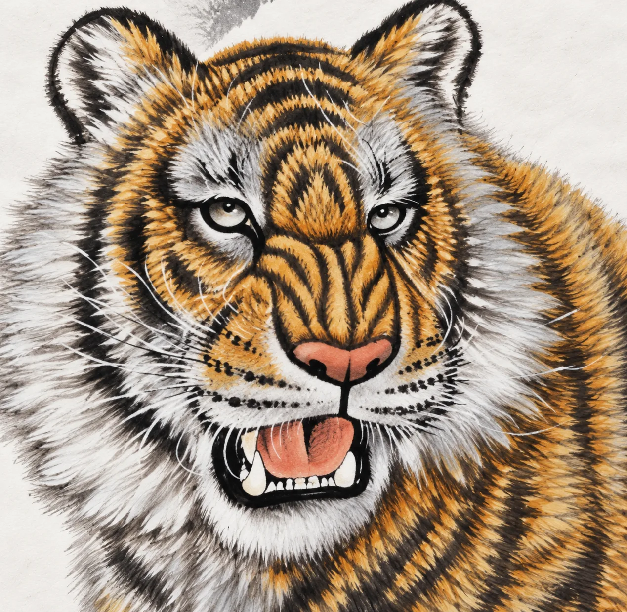 Two Tigers in the Snowfield | Winter Chinese Painting tiger painting view 7