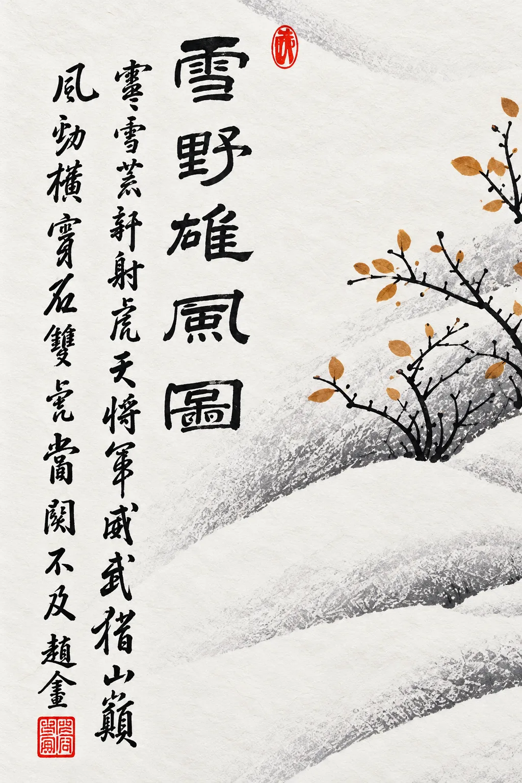 Two Tigers in the Snowfield | Winter Chinese Painting tiger painting view 9