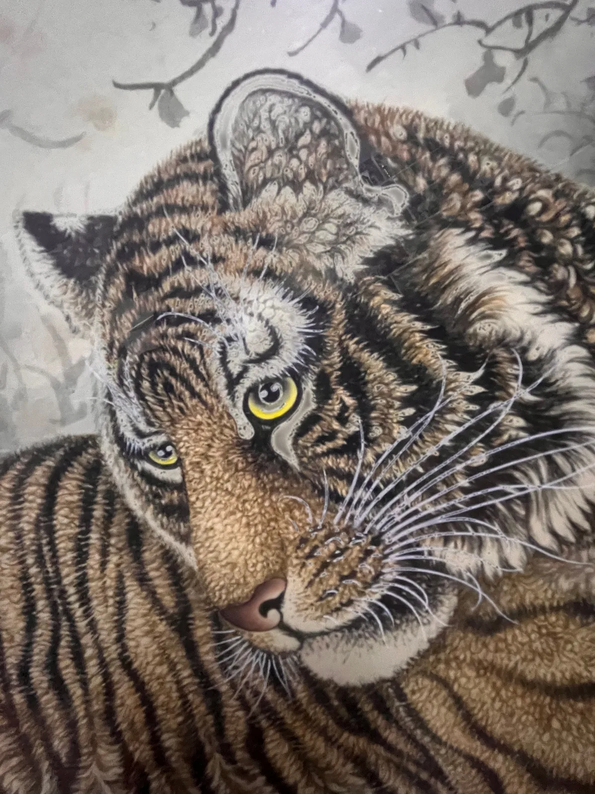 Two Tigers in Winter Snow | Chinese Gongbi Tiger Painting tiger painting view 3