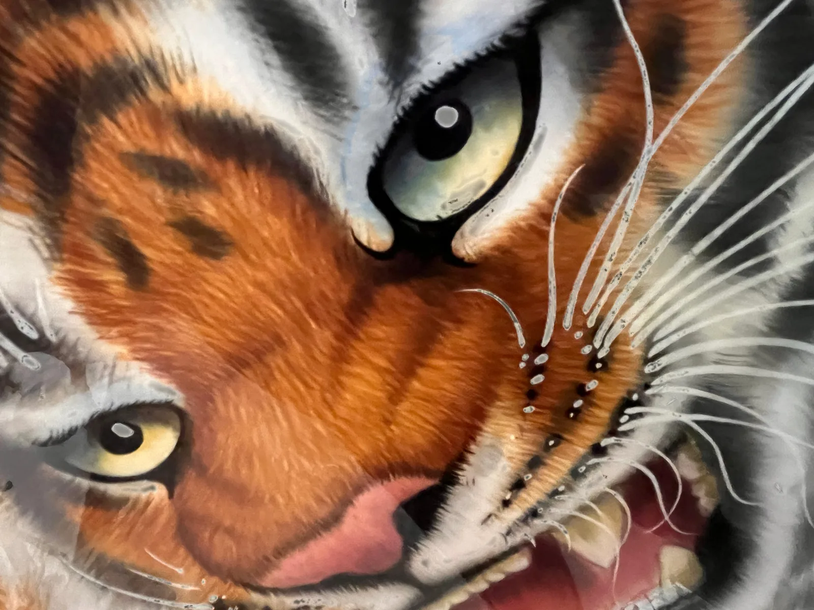 Two Tigers on the Snow Ridge | Winter Ink Tiger Duo tiger painting view 5