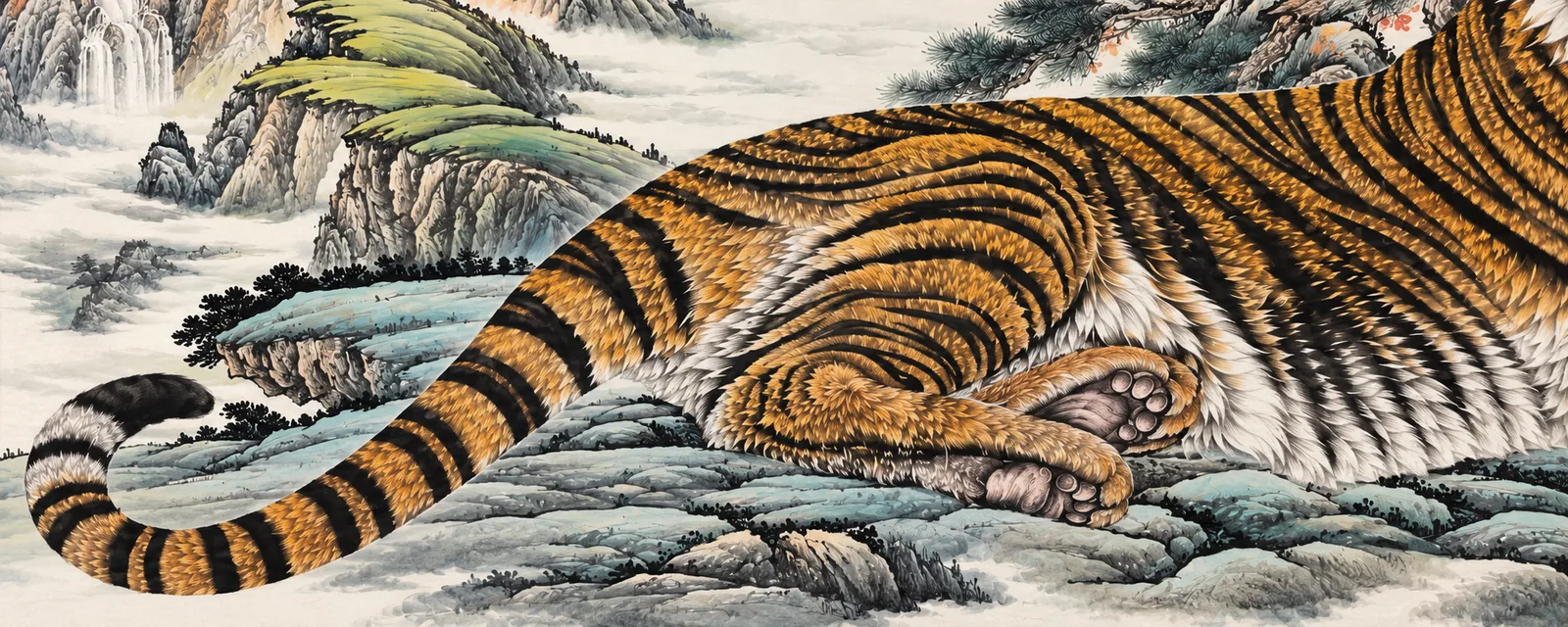 Vast Righteous Spirit | Chinese Tiger Landscape Scroll tiger painting view 8
