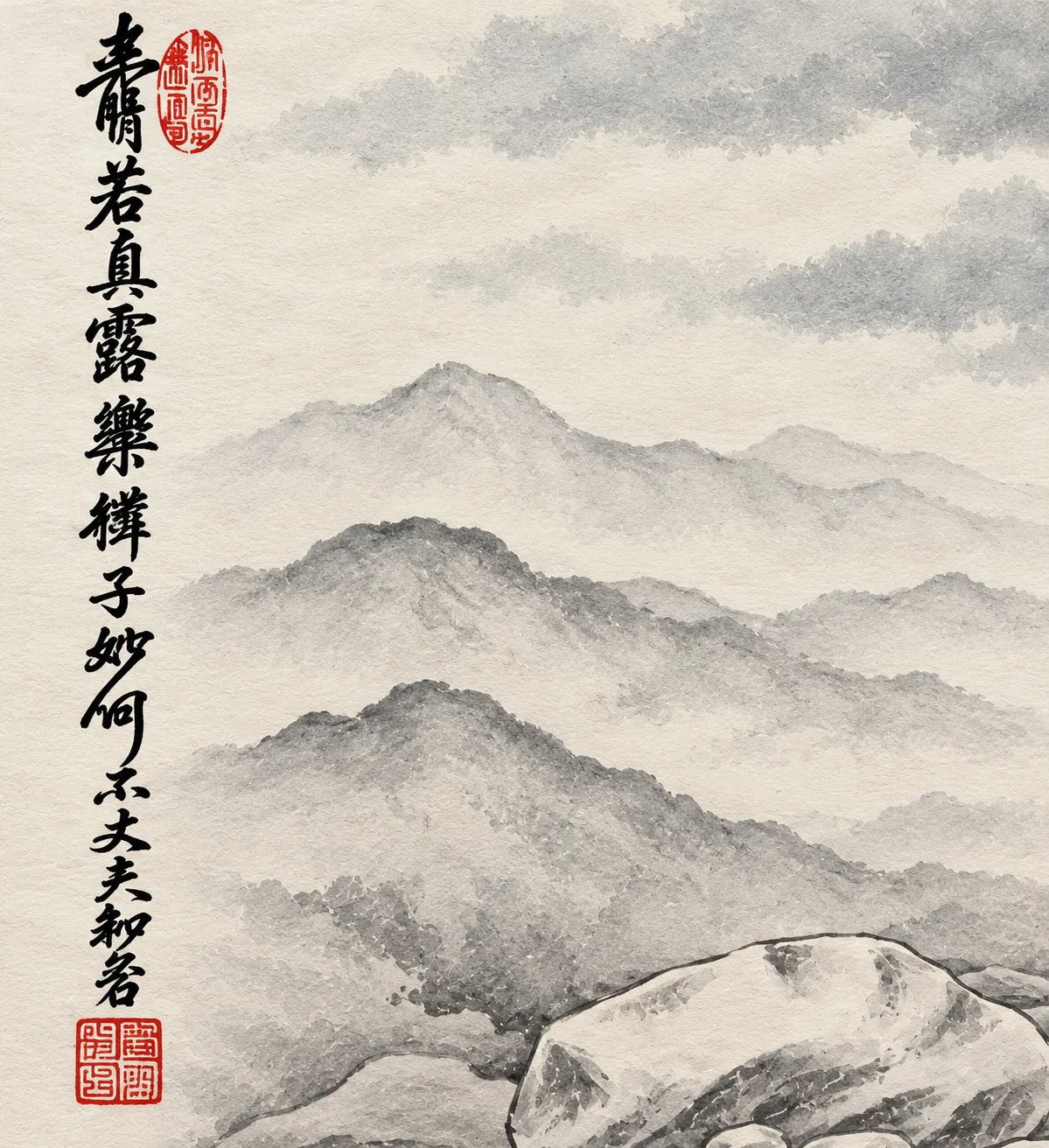 Young Tiger beneath the Pine | Chinese Gongbi Painting tiger painting view 6