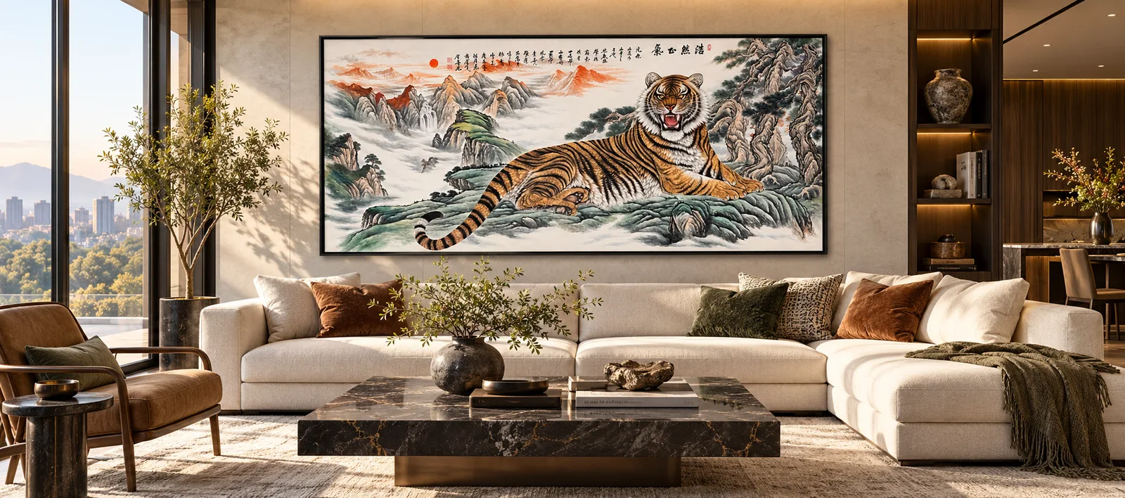 Noble Spirit, Banner Format | Chinese Tiger Landscape tiger painting view 4