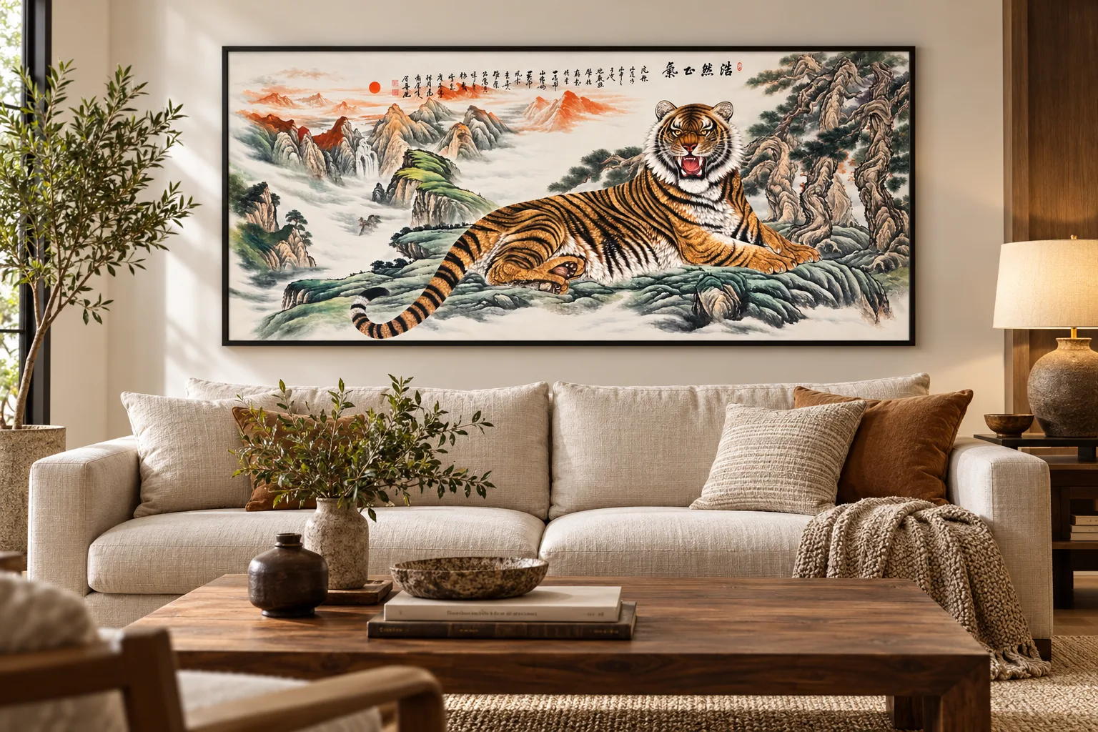 Noble Spirit, Banner Format | Chinese Tiger Landscape tiger painting view 5