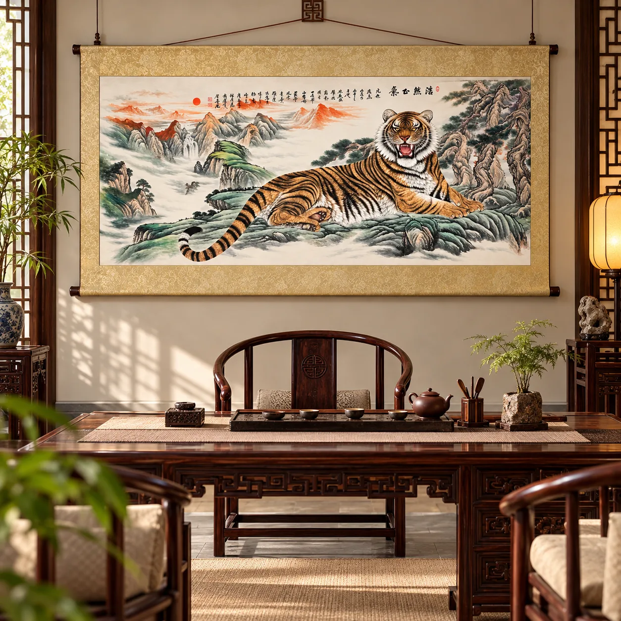 Noble Spirit, Banner Format | Chinese Tiger Landscape tiger painting view 11