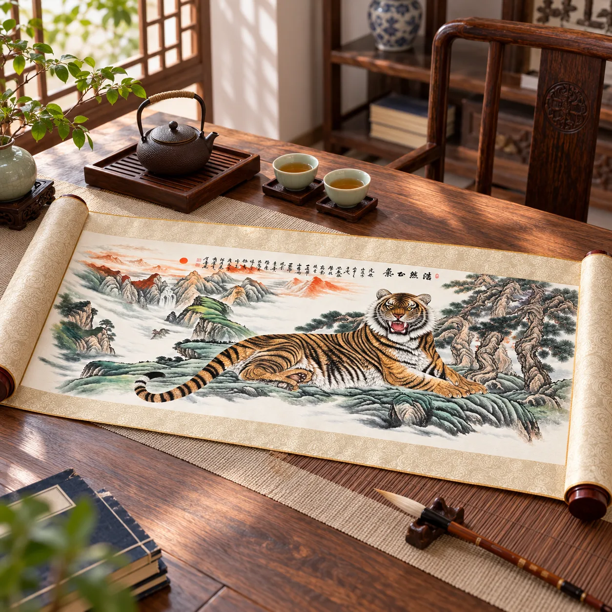 Noble Spirit, Banner Format | Chinese Tiger Landscape tiger painting view 6