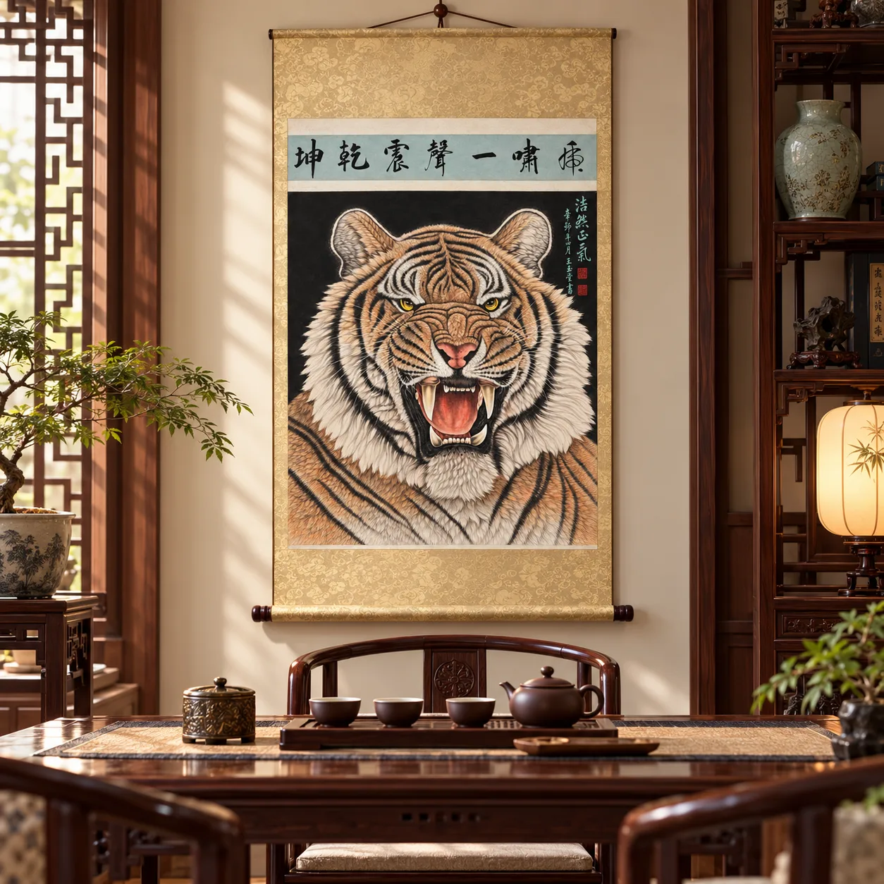 One Roar Shakes the World | Front-Facing Tiger Portrait tiger painting view 13