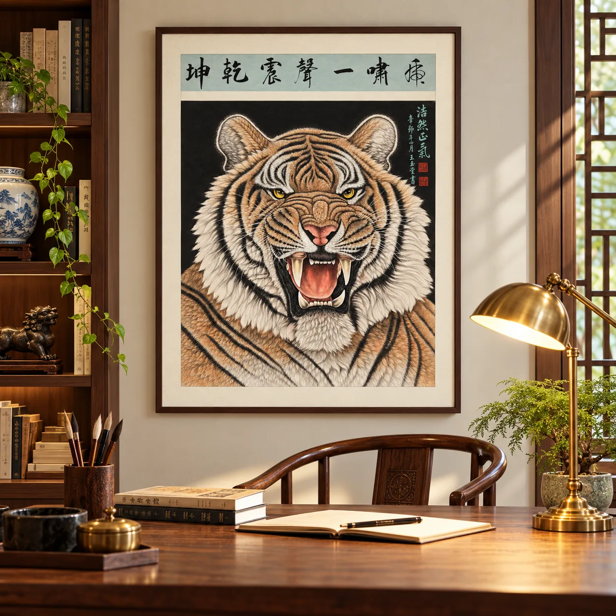 One Roar Shakes the World | Front-Facing Tiger Portrait tiger painting view 14