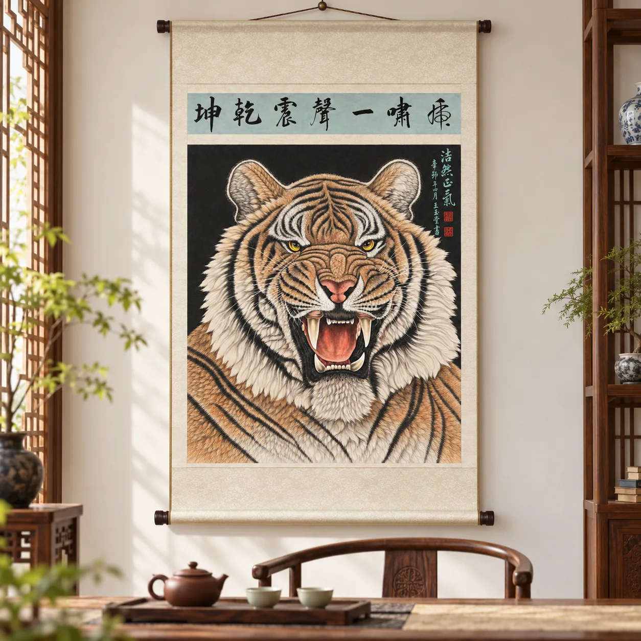 One Roar Shakes the World | Front-Facing Tiger Portrait tiger painting view 6