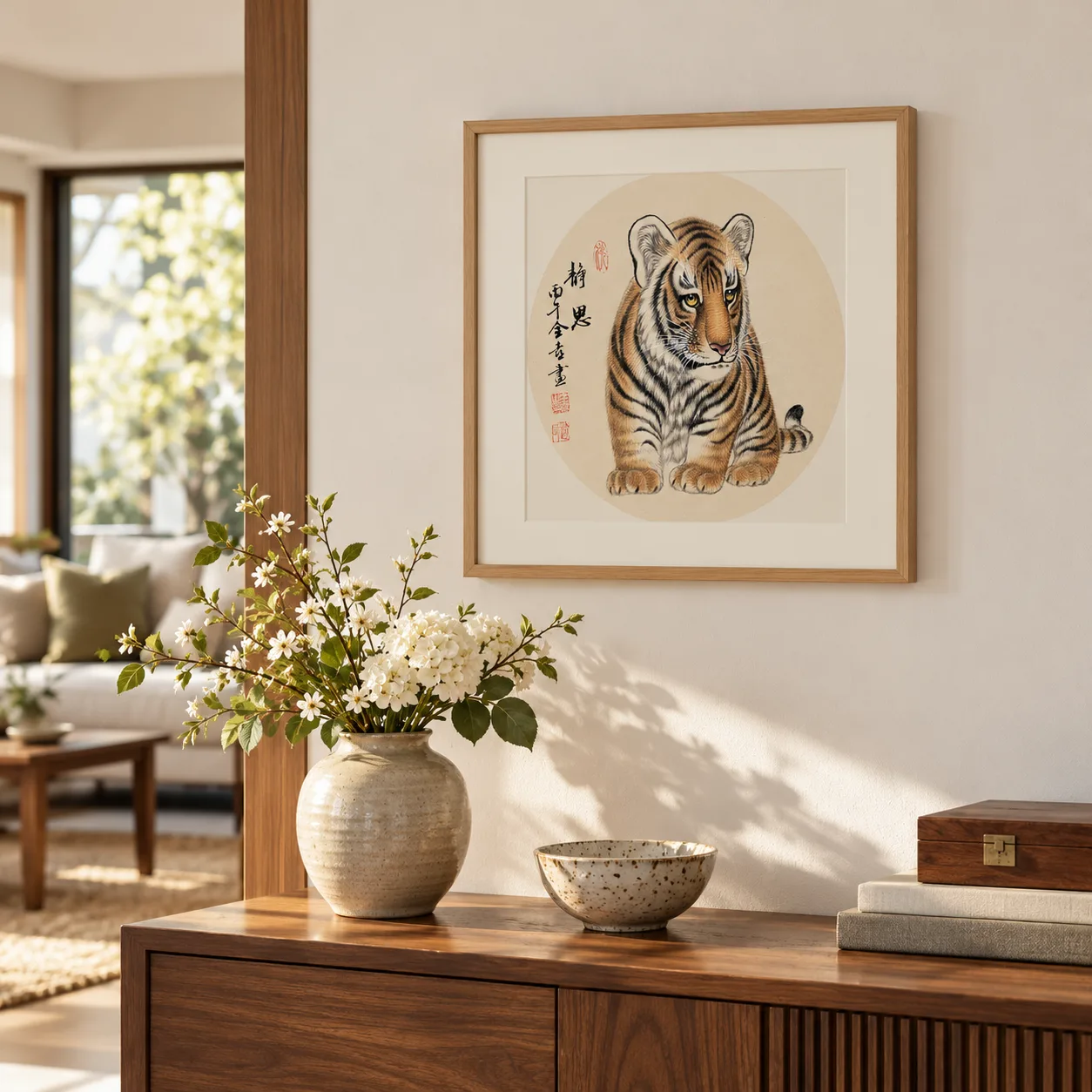 Quiet Thoughts | Chinese Tiger Cub in Repose tiger painting view 3