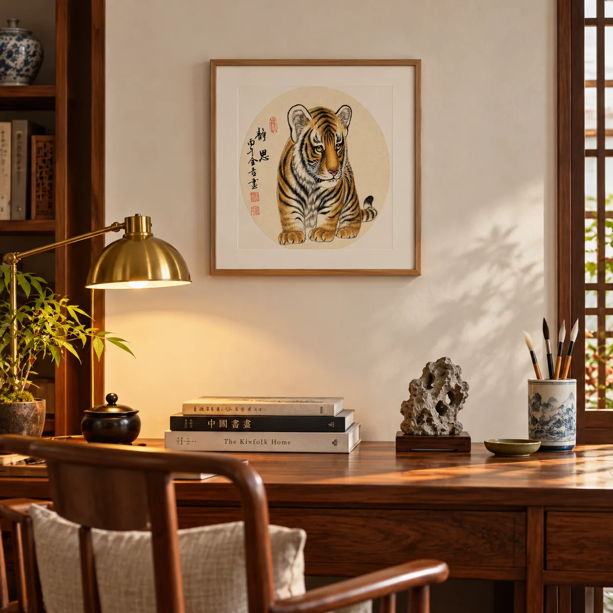 Quiet Thoughts | Chinese Tiger Cub in Repose tiger painting view 5