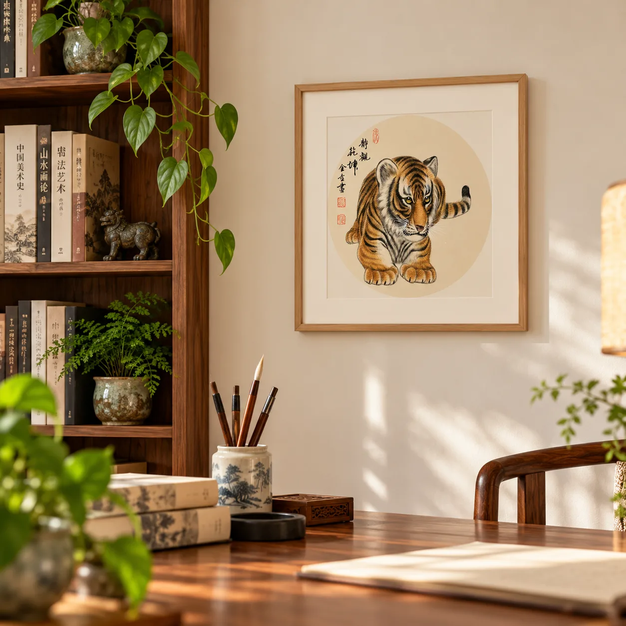 Quietly Surveying the World | Crouching Chinese Tiger Painting tiger painting view 3