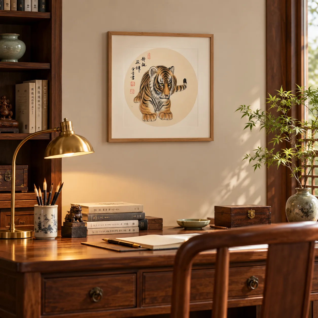 Quietly Surveying the World | Crouching Chinese Tiger Painting tiger painting view 4