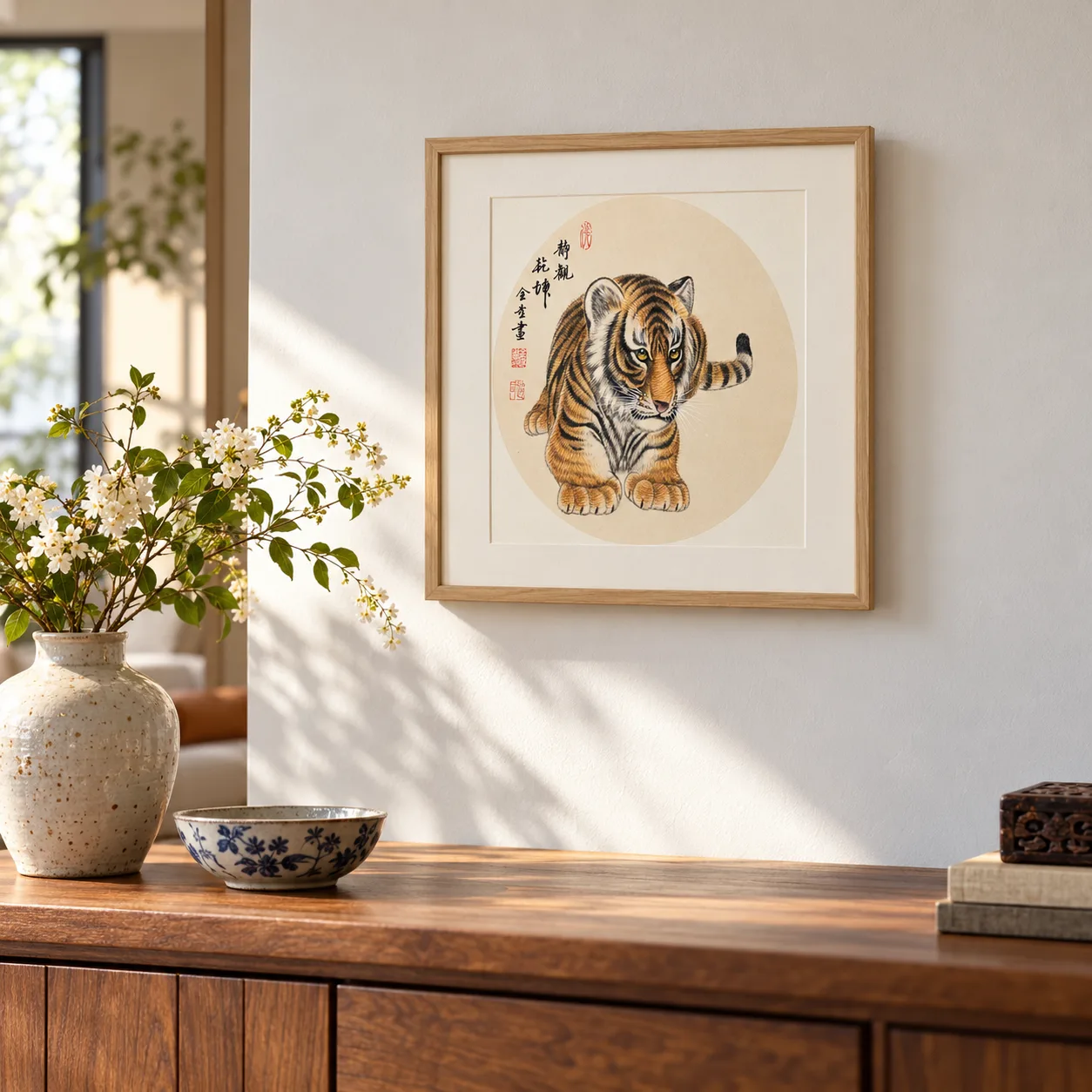 Quietly Surveying the World | Crouching Chinese Tiger Painting tiger painting view 5
