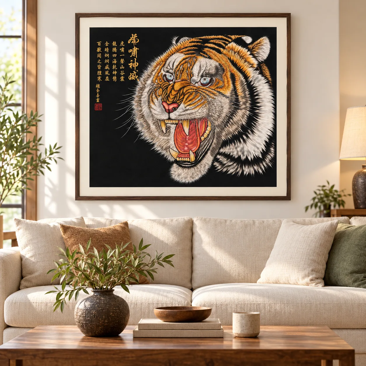 Roar of Divine Might | Front-Facing Tiger Head tiger painting view 3