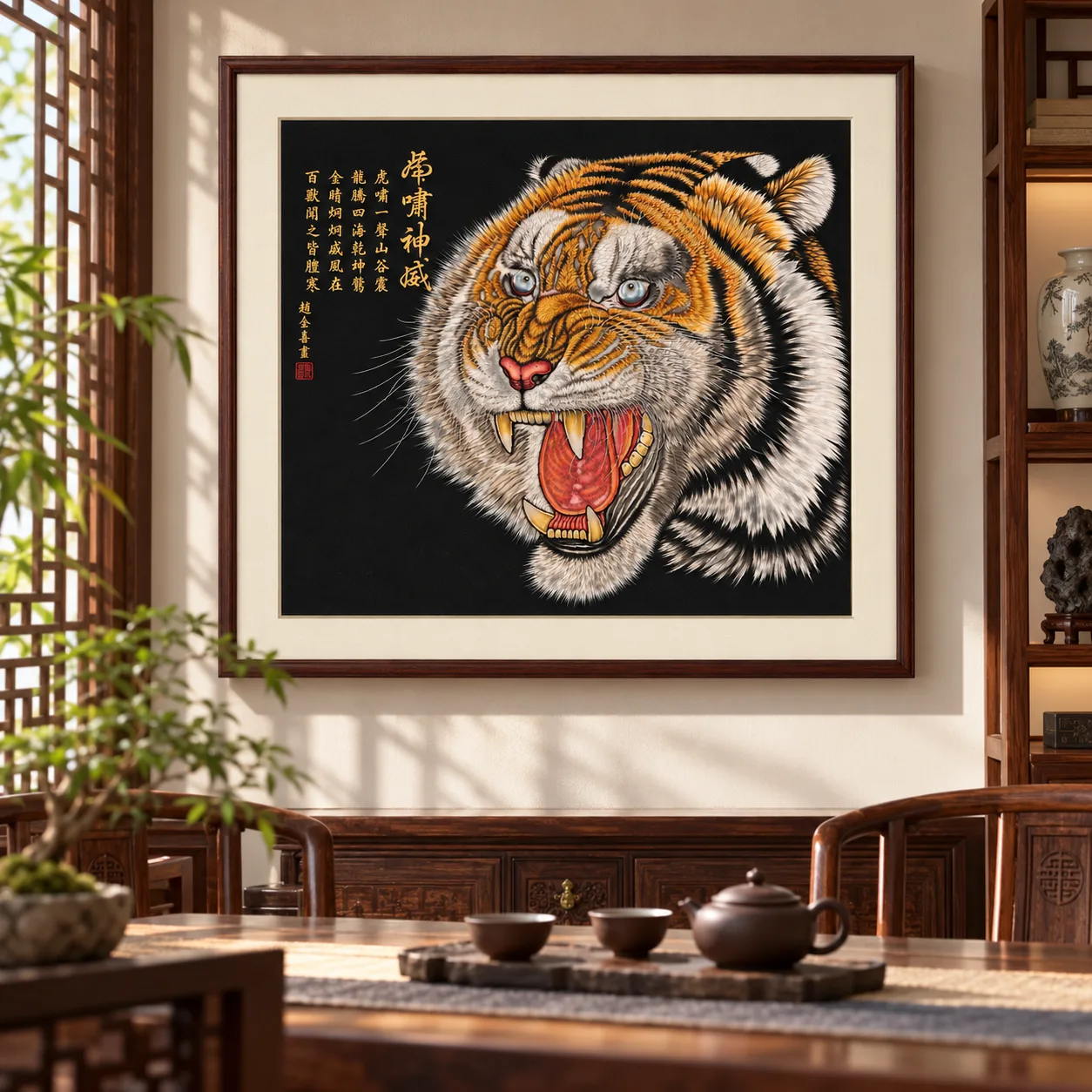 Roar of Divine Might | Front-Facing Tiger Head tiger painting view 4