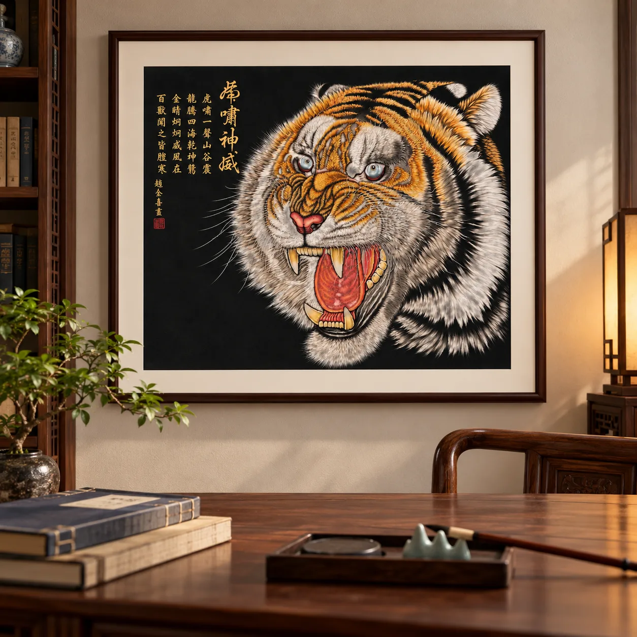 Roar of Divine Might | Front-Facing Tiger Head tiger painting view 5