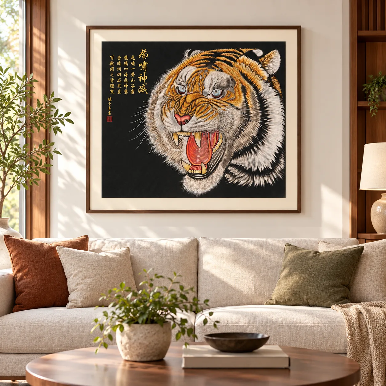 Roar of Divine Might | Front-Facing Tiger Head tiger painting view 13