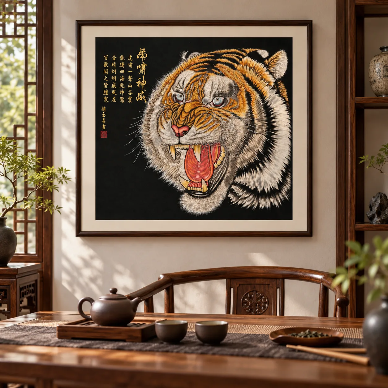 Roar of Divine Might | Front-Facing Tiger Head tiger painting view 14